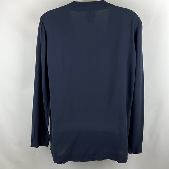 Eileen Fisher One Button Silk Lightweight Cardigan Jacket Navy‎ Blue Size S - Picture 8 of 10